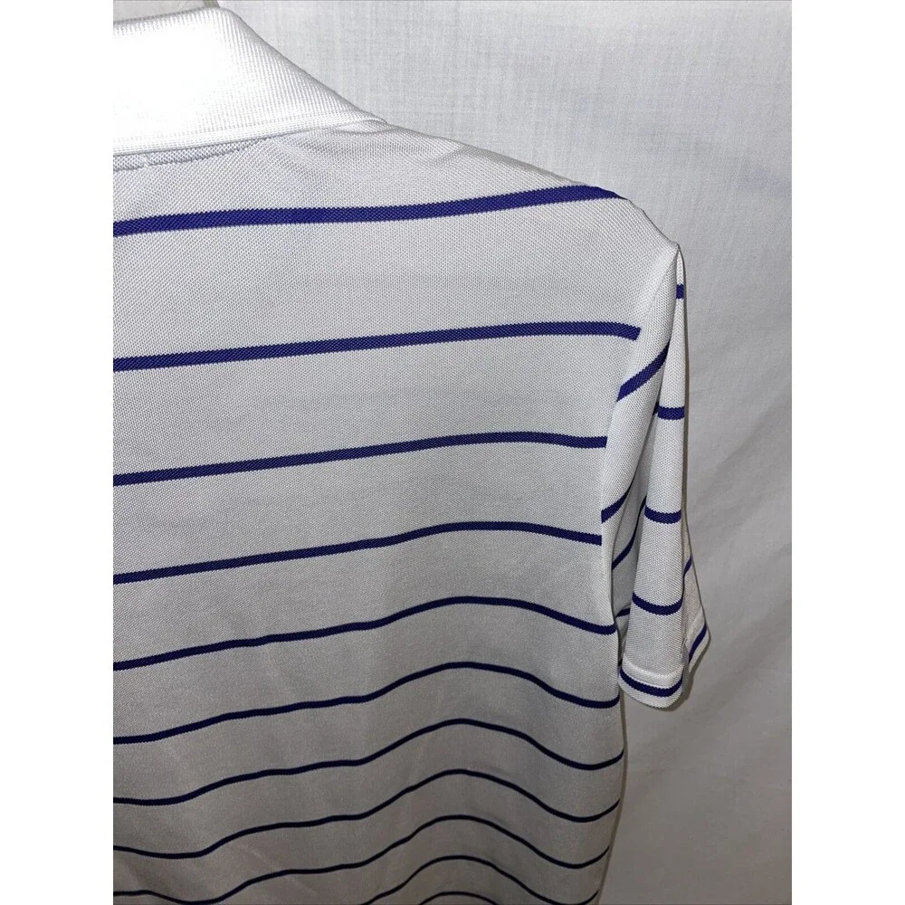 Ralph Lauren RLX Mens Golf Shirt Size Medium White Striped Short Sleeve Button